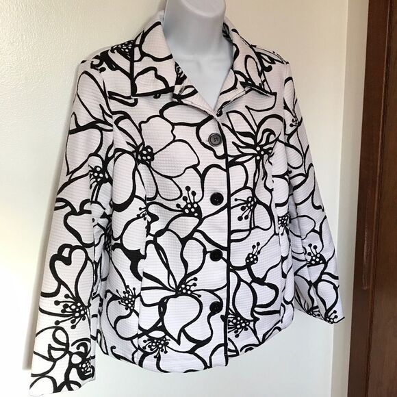 TanJay black and white blazer | jacket 8 Petite - Picture 1 of 11